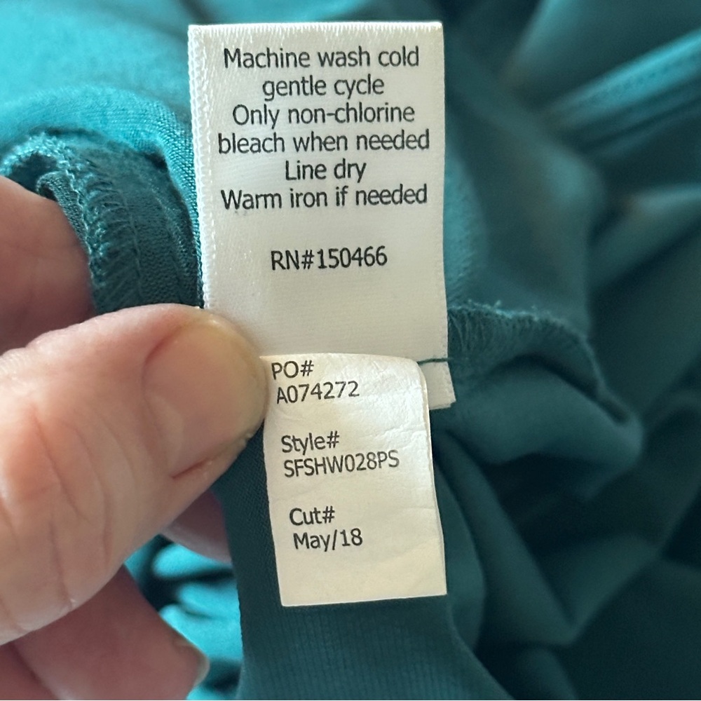 41 HAWTHORN - Clearwater Mixed Material Surplice Blouse 3X Plus | Dark Green - Picture 8 of 9